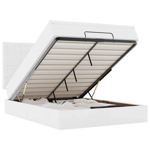 vidaXL Ottoman Bed with Mattress & LED White 140x190 cm Faux Leather