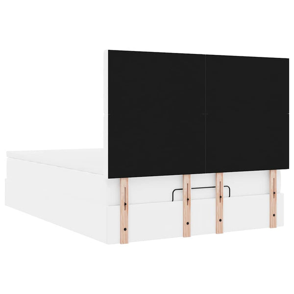 vidaXL Ottoman Bed with Mattress & LED White 140x190 cm Faux Leather