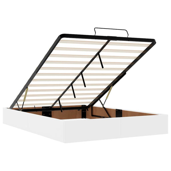 vidaXL Ottoman Bed with Mattress & LED White 140x190 cm Faux Leather