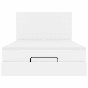 vidaXL Ottoman Bed with Mattress & LED White 140x190 cm Faux Leather