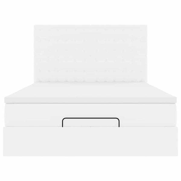 vidaXL Ottoman Bed with Mattress & LED White 140x190 cm Faux Leather
