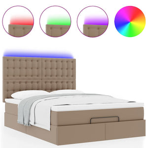 vidaXL Ottoman Bed with Mattress & LED 140x190 cm Faux Leather