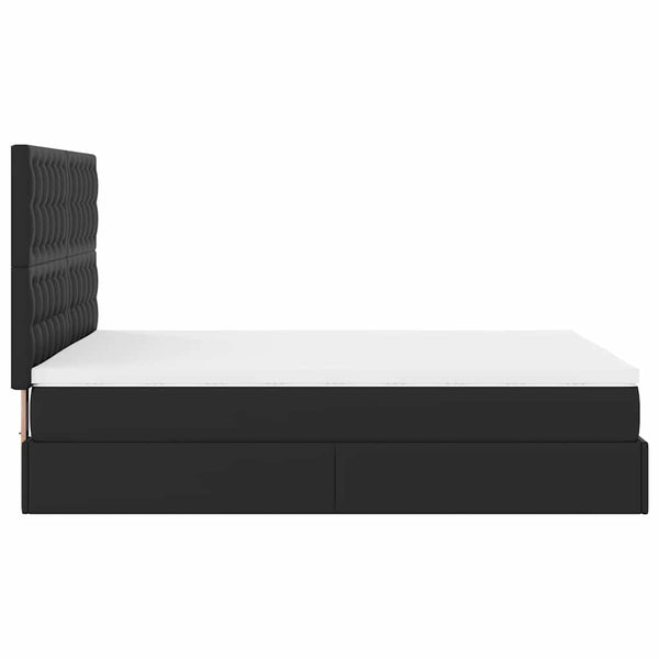 vidaXL Ottoman Bed with Mattress & LED Black 140x200 cm Faux Leather