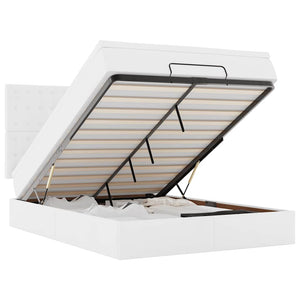 vidaXL Ottoman Bed with Mattress & LED White 140x200 cm Faux Leather