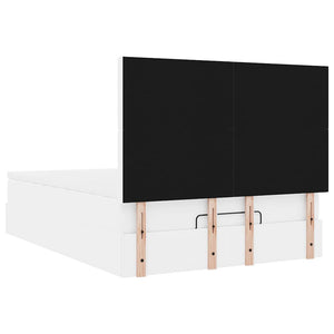 vidaXL Ottoman Bed with Mattress & LED White 140x200 cm Faux Leather