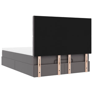 vidaXL Ottoman Bed with Mattress & LEDs Grey 140x200 cm Faux Leather