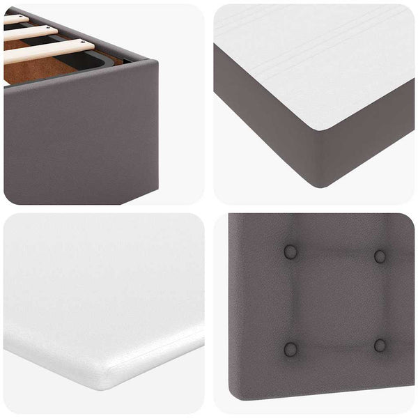 vidaXL Ottoman Bed with Mattress & LEDs Grey 140x200 cm Faux Leather
