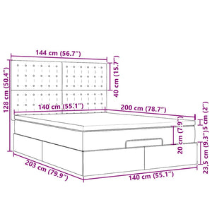 vidaXL Ottoman Bed with Mattress & LEDs Grey 140x200 cm Faux Leather