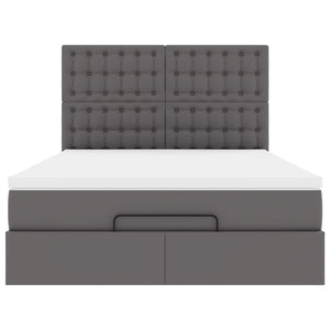 vidaXL Ottoman Bed with Mattress & LEDs Grey 140x200 cm Faux Leather