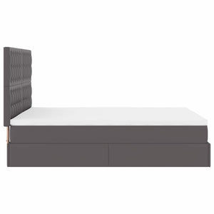 vidaXL Ottoman Bed with Mattress & LEDs Grey 140x200 cm Faux Leather