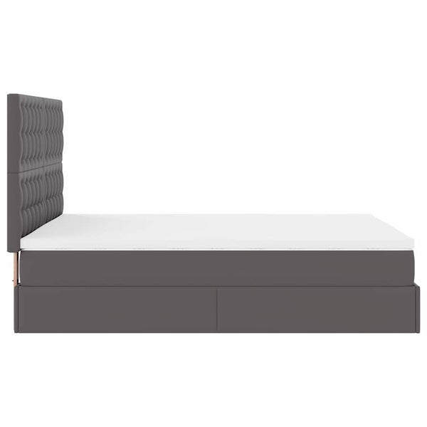 vidaXL Ottoman Bed with Mattress & LEDs Grey 140x200 cm Faux Leather