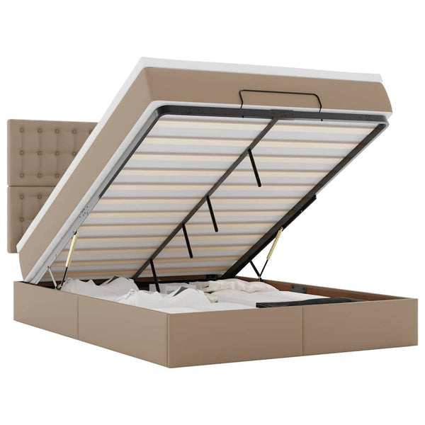vidaXL Ottoman Bed with Mattress & LED 140x200cm Faux Leather