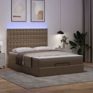 vidaXL Ottoman Bed with Mattress & LED 140x200cm Faux Leather