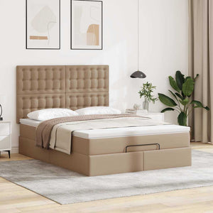 vidaXL Ottoman Bed with Mattress & LED 140x200cm Faux Leather