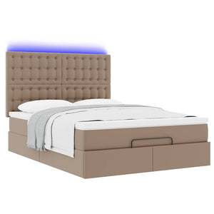 vidaXL Ottoman Bed with Mattress & LED 140x200cm Faux Leather