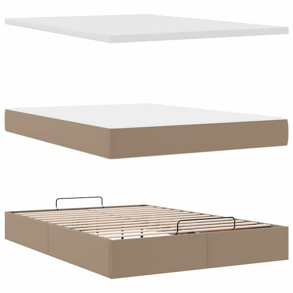 vidaXL Ottoman Bed with Mattress & LED 140x200cm Faux Leather