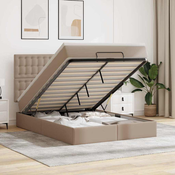 vidaXL Ottoman Bed with Mattress & LED 140x200cm Faux Leather