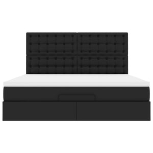 vidaXL Ottoman Bed with Mattress & LEDs Black 160x200 cm Faux Leather