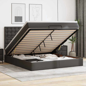 vidaXL Ottoman Bed with Mattress & LEDs Black 160x200 cm Faux Leather