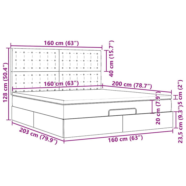vidaXL Ottoman Bed with Mattress & LED Lights White 160x200 cm Faux Leather