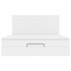 vidaXL Ottoman Bed with Mattress & LED Lights White 160x200 cm Faux Leather