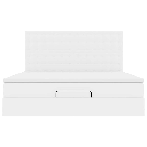 vidaXL Ottoman Bed with Mattress & LED Lights White 160x200 cm Faux Leather