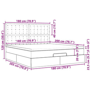 Ottoman Bett mit Matratze & LEDs 180x200 cm