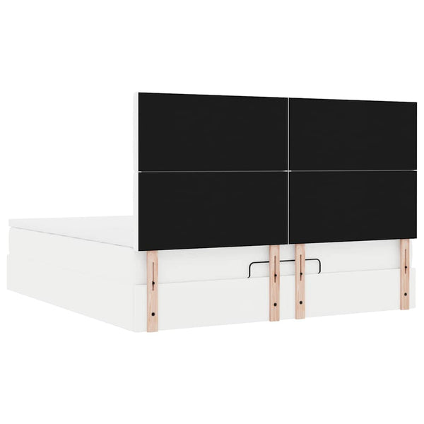Ottoman Bett mit Matratze & LED Weiß 180x200 cm