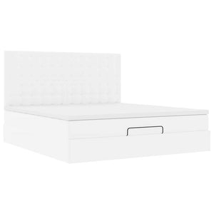 Ottoman Bett mit Matratze & LED Weiß 180x200 cm