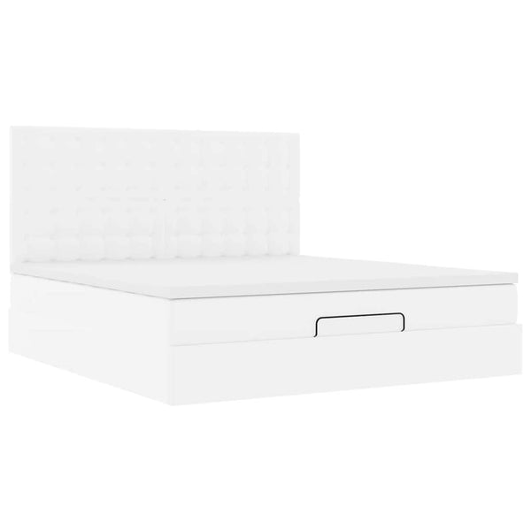 Ottoman Bett mit Matratze & LED Weiß 180x200 cm