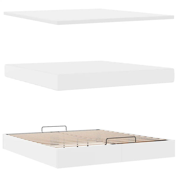 Ottoman Bett mit Matratze & LED Weiß 180x200 cm