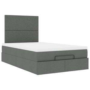 Ottoman Bett mit Matratze & LEDs 120x190 cm Dunkelgrau