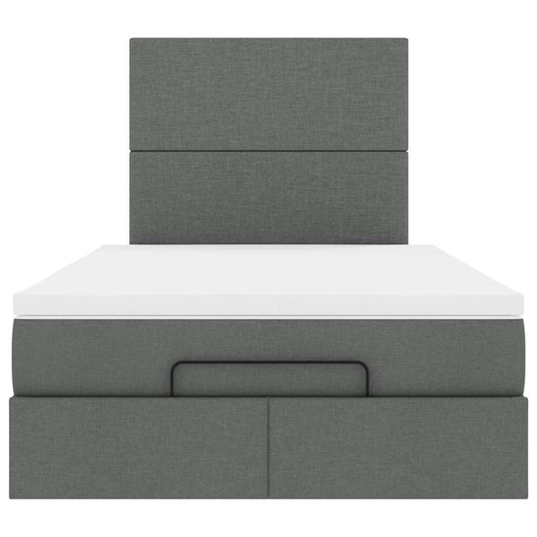 Ottoman Bett mit Matratze & LEDs 120x190 cm Dunkelgrau