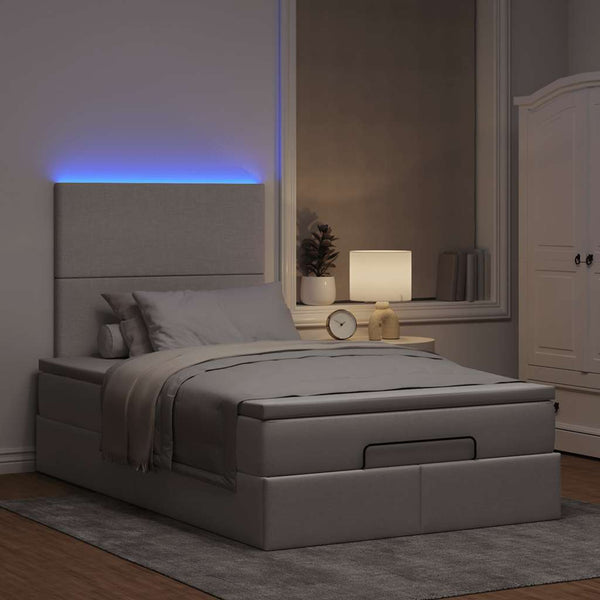 Ottoman Bett mit Matratze & LEDs Taupe 120x190