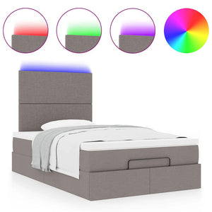 Ottoman Bett mit Matratze & LEDs Taupe 120x190