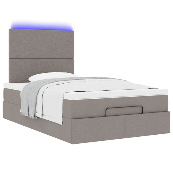 Ottoman Bett mit Matratze & LEDs Taupe 120x190