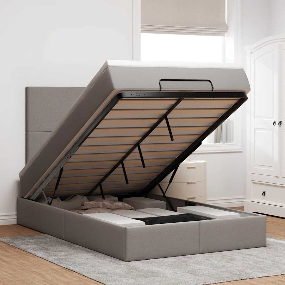 Ottoman Bett mit Matratze & LEDs Taupe 120x190