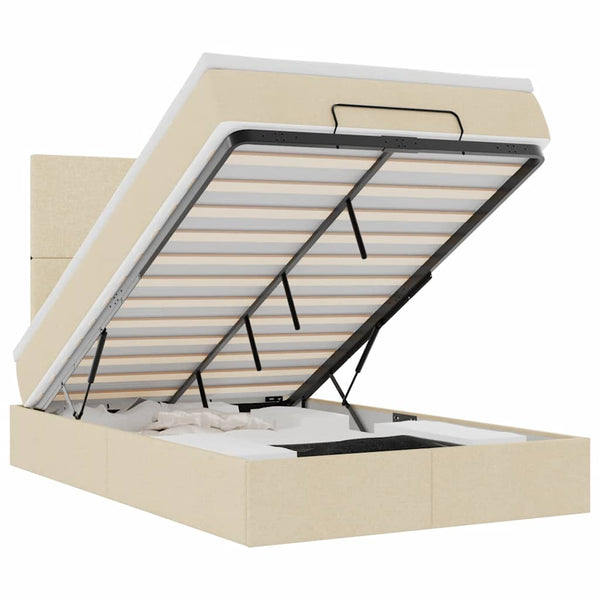 Ottoman Bett mit Matratze & LEDs Creme 120x190 cm