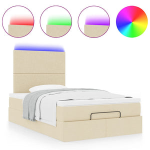 Ottoman Bett mit Matratze & LEDs Creme 120x190 cm
