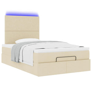 Ottoman Bett mit Matratze & LEDs Creme 120x190 cm