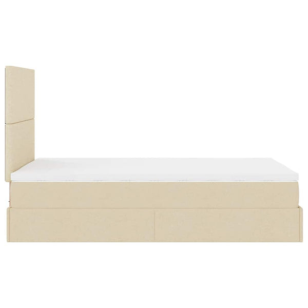 Ottoman Bett mit Matratze & LEDs Creme 120x190 cm