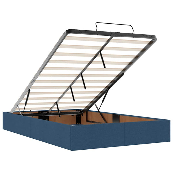 Ottoman Bett mit Matratze & LEDs Blau 120x190 cm