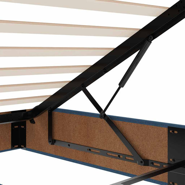 Ottoman Bett mit Matratze & LEDs Blau 120x190 cm
