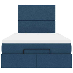 Ottoman Bett mit Matratze & LEDs Blau 120x190 cm