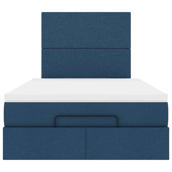 Ottoman Bett mit Matratze & LEDs Blau 120x190 cm