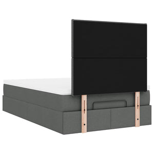 Ottoman Bett mit Matratze & LEDs 120x200 cm Dunkelgrau