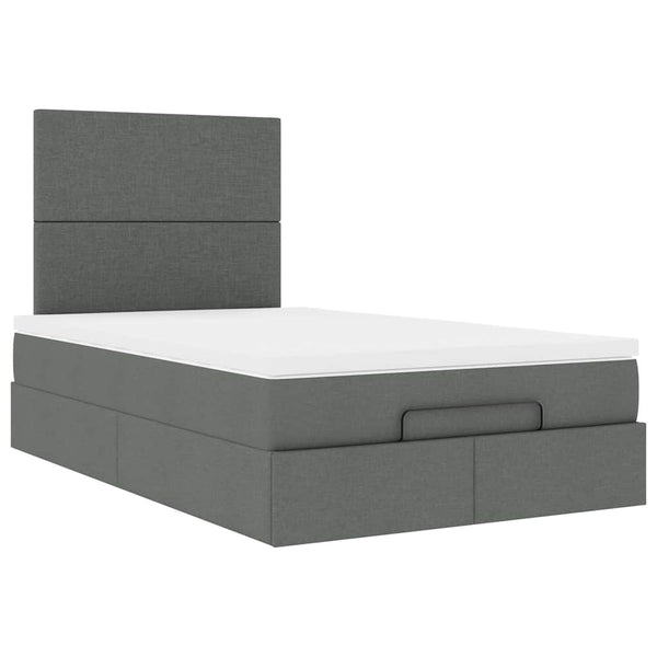Ottoman Bett mit Matratze & LEDs 120x200 cm Dunkelgrau