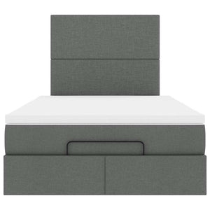 Ottoman Bett mit Matratze & LEDs 120x200 cm Dunkelgrau