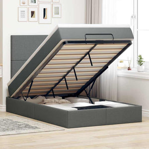 Ottoman Bett mit Matratze & LEDs 120x200 cm Dunkelgrau