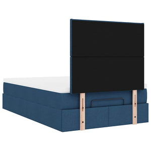 Ottoman Bett mit Matratze & LEDs Blau 120x200 cm